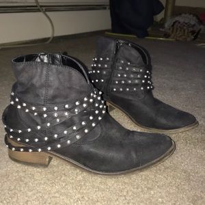 Slightly worn ankle booties